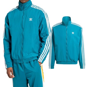 Adidas Woven FBIRD TT 男款 藍綠色 防風 立領 運動 休閒 拉鍊 外套 IZ2415
