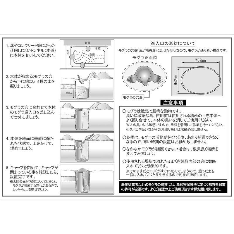 ミツギロン 鳥獣害 もぐら 対策 大地の守護神・モグ落下 ブラウン 12×10×30cm モグラ捕獲機 たて型 EG-65