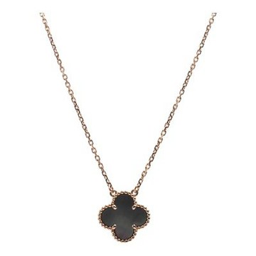 Van Cleef & Arpels 經典Vintage Alhambra18K玫瑰金灰珍珠母貝四葉草項鍊(玫瑰金)
