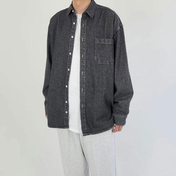 Chemistry_Boys - 韓國 MTE234 WIT AND WONDER 單口袋車線 丹寧 長袖襯衫 (三色)