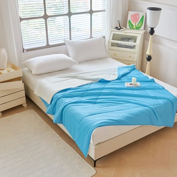 Ishur 伊舒爾 玩色雙面冰凍被 100%聚酯纖維 (含涼感紗)  180 x 150cm  海鹽乳酪 藍色