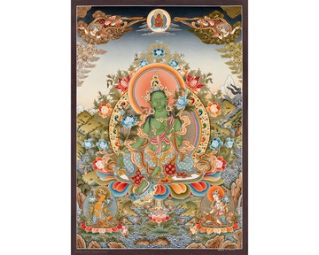 唐卡傑作 綠度母 解放女神