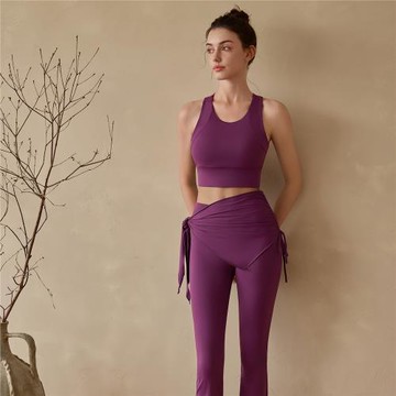 網紅瑜伽服套裝含胸墊新款芭蕾舞蹈形體運動健身服遮尷尬線瑜伽褲