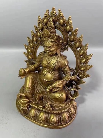 純銅黃財神佛像招財祝福桌面擺件密宗藏佛財神爺客廳辦公室擺設