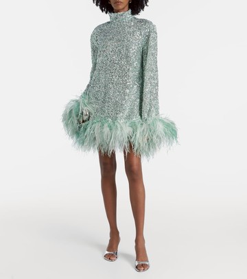 Taller Marmo Gina sequined feather-trimmed minidress