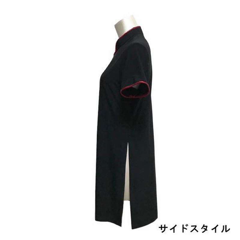 ストレッチ半袖アオザイ服 ／ アオザイ風カットソー　チャイナカットソー　チャイナブラウス　二胡ブラウス　太極拳服　太極拳ウェア ストレッチ半袖アオザイ服 ／ アオザイ風カットソー チャイナ