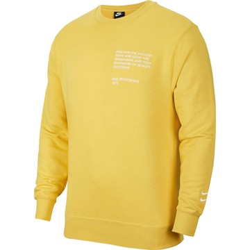 Nike NSW SWOOSH CREW 男裝 長袖 大學T 薄款 刺繡 雙勾 休閒 黃【運動世界】CU4035-761