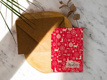 紅色繽紛耶誕卡【CM17015】洛可可草莓 WELKIN手創明信片 聖誕卡