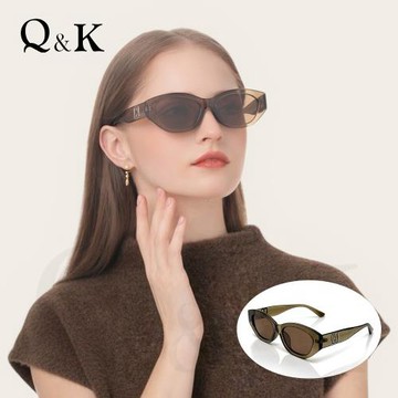 【Q&K】魅影貓眼偏光墨鏡｜曜茶透｜TR90輕量彈性鏡架｜抗UV400・防眩光｜高級俐落時髦百搭