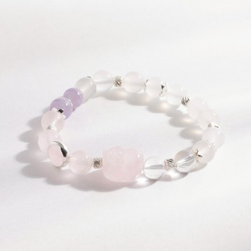 貔貅 | 粉水晶 白水晶 白玉髓 薰衣草紫水晶 | 天然水晶手鍊