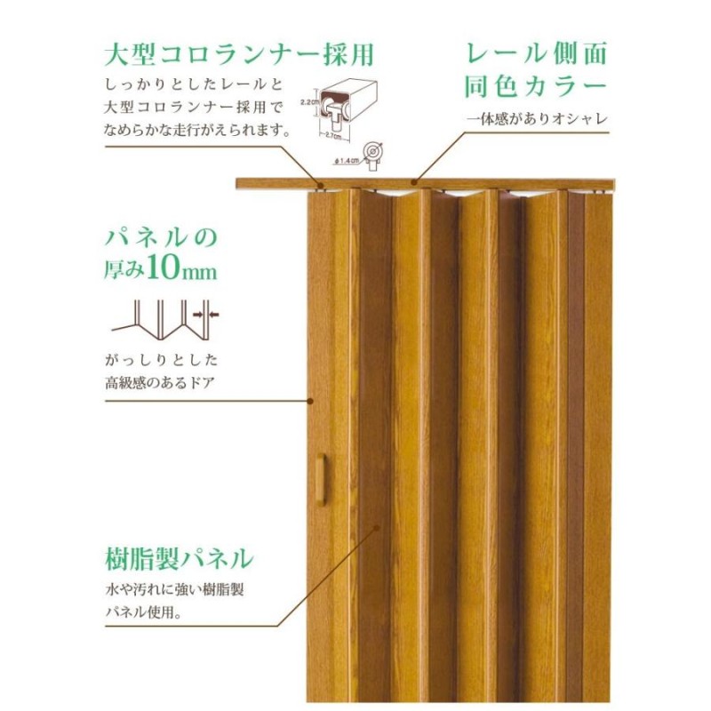 高級感溢れる工事不要な木目調パネルドア -SOLIS- アコーディオンカーテン