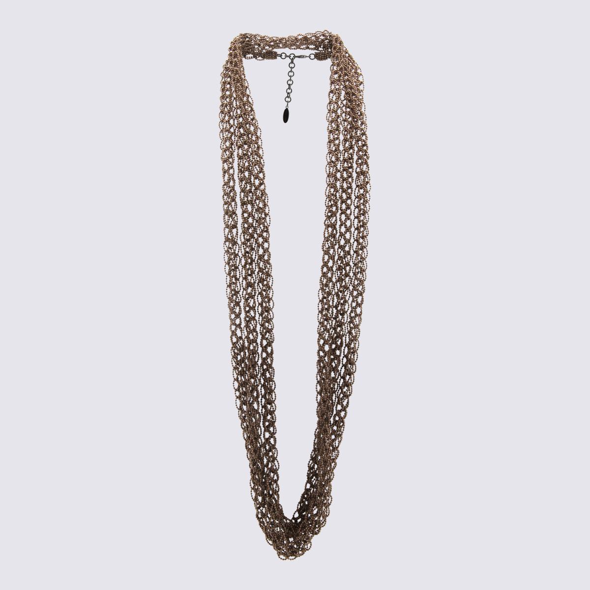 BRUNELLO CUCINELLI BROWN METAL CHAIN NECKLACE