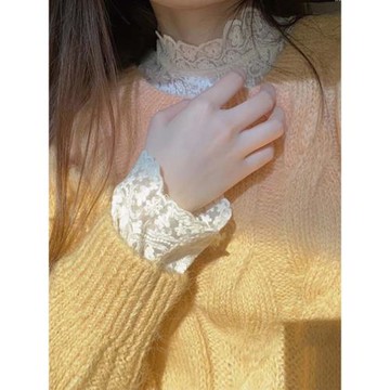 (免運)半高領蕾絲打底衫女士2026春季新款加絨加厚保暖內搭上衣網紗小衫