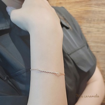 【焦糖小姐 Ms caramelo】925純銀鍍18K玫瑰金(鋯石手鍊 愛心手鍊)