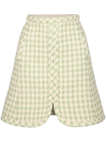 Giambattista Valli - check-print high-waist mini skirt - women - Cotton/Viscose - 44 - Green