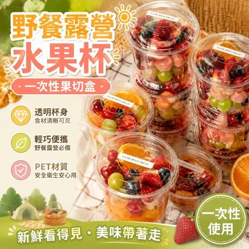 野餐露營水果杯一次性果切盒透明塑料杯PET沙拉冰粉打包擺攤盒 一次性用品 野餐 擺攤 水果盒 水果盒一次性 一次性飲料瓶