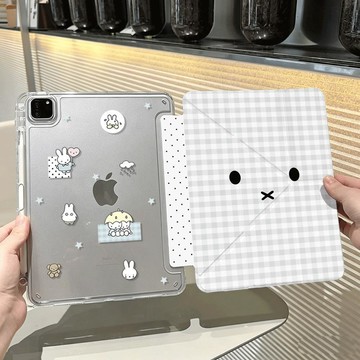 簡約格子米菲Y折ipadair8/7/6保護殼12/11代pro11寸A16平板保護套