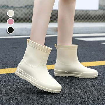 【韓國K.W.】Y7623學院精選質感素面短筒雨靴(防水/靴子/雨靴/中筒雨鞋)