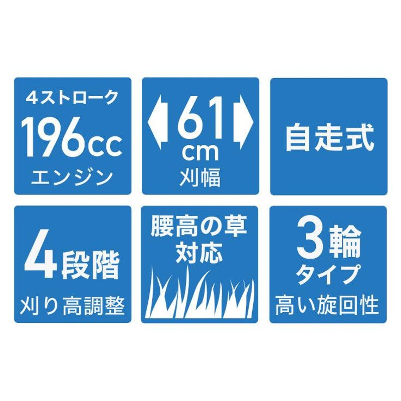 ハイガー公式 自走式 エンジン草刈機 196cc 4サイクル 6馬力 歩行型 刈払機 横排出 HG-CK165B 1年保証 | LINEブランドカタログ