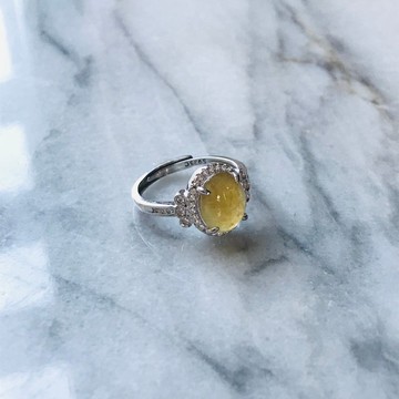 翡翠戒指 天然石 緬甸產 sv925 開口戒　黄翡