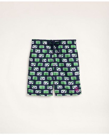 Brooks Brothers Boys Et Vilebrequin Swim Trunks in the Dominator Print | Navy | Size 10