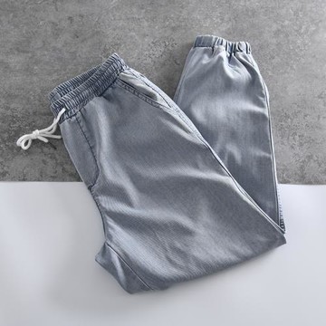 太舒服了！100天絲面料 外貿男裝尾貨夏季薄款休閑松緊腰束口長褲