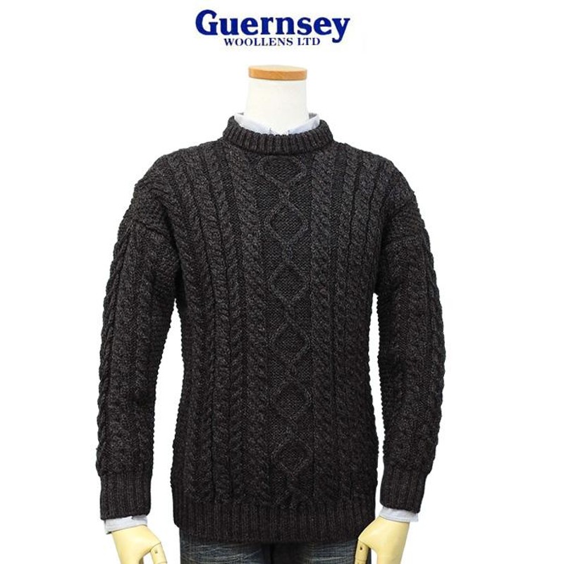 Guernsey WOOLLENS イギリス製 タートルネック アラン ニット-