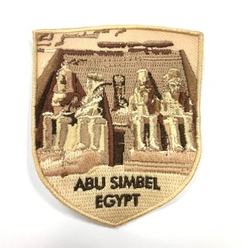 DIY刺繡徽章 埃及 阿布辛貝神殿 熱燙補丁貼 熨燙袖標 背膠補丁 外套刺繡補丁 袖標 布標 布貼 補丁 貼布繡 臂章 _廠商直送