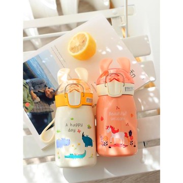 兒童保溫杯316不銹鋼食品級帶刻度可愛吸管水杯小學生男女孩杯子