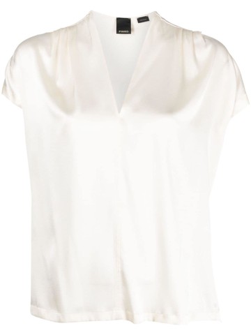PINKO - V-neck silk blouse - women - Elastane/Silk - 36 - Neutrals