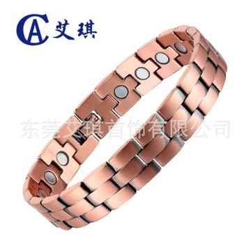 現貨批發純銅磁性手鏈夏季復古時尚紅銅手鏈男純紅銅磁性能量手鏈