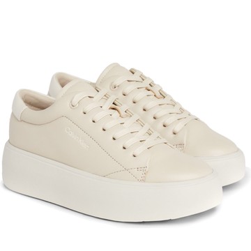 CALVIN KLEIN FLATFORM LACE UP LEISURE 米白色女款鞋子