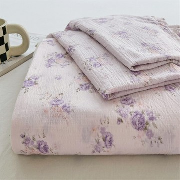 皺皺雙層紗印花床單a類碎花批發床單三件套床上用品學生宿舍南通