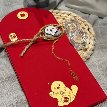 招財海獺小金牌燙金紅包袋-同款6入/組 贈送金屬書籤 新年紅包袋