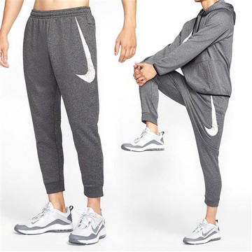 Nike TF Pant Swoosh TPR 男款 灰色 加絨 縮口 針織 保暖 運動 長褲 FZ1075-010
