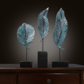 進門玄關擺件樹葉家居工藝品北歐客廳美式裝飾品樣板房電視柜擺設