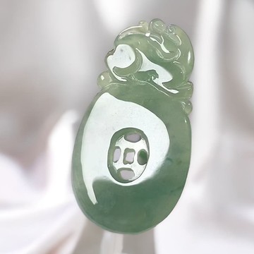 【福在眼前】冰綠飄花翡翠福貝項鍊 | 天然緬甸玉A貨翡翠 | 送禮