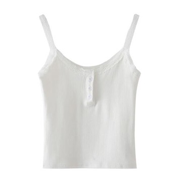 趙露思同款純欲短款上衣蕾絲邊甜辣小背心bm風白色吊帶背心女內搭