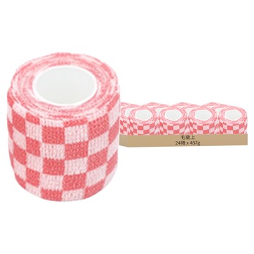 毛皇上 彈力自黏寵物繃帶 粉紅格子 中號  487g  24捲