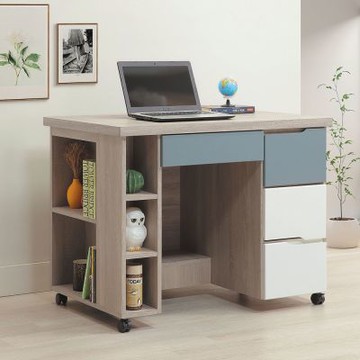 Boden-伍迪3.2尺附輪活動式四抽書桌/工作桌-97x65x76cm