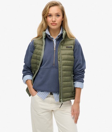 Superdry Women's Fuji Lite Padded Gilet Green Size: 14