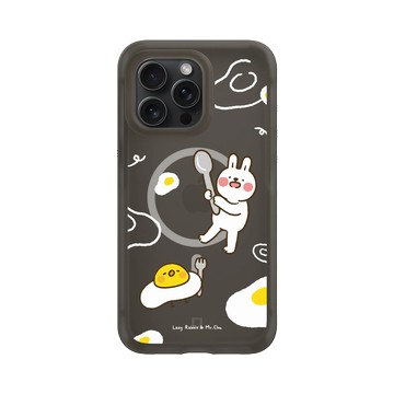 iPhone 15 Pro Max AirX 本質黑 - 懶散兔與啾先生 Lazy Rabbit and Mr.Chu - 荷包蛋