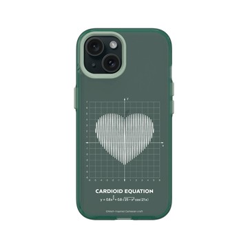 iPhone 15 Clear 憂墨綠 - Valentine's Day Collection - 愛的方程式：心跳（白）