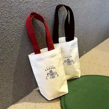 帆布飲料杯袋 冰霸杯袋 紅酒提袋 環保杯袋 飲料杯套 隨行杯袋  帆布手提袋 帆布袋 飲料提袋【HC132】普特汽車精品