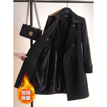 加絨西裝外套女秋冬厚夾棉毛呢大衣中長款韓版英倫風黑色呢子西服