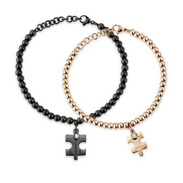 ::免費刻字:: 完整你我拼圖 西德鋼 情侶手鍊 一對販售