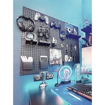 洞洞板墻上免打孔收納置物電競桌面搭配創意裝飾手辦架DIY塑料