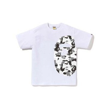 BAPE ABC Camo Side Big Ape Head Tee 猿人 灰迷彩 短袖 白色 RAY-58