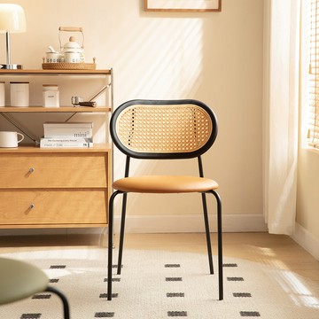 hoi!林氏木業輕復古藤編餐椅 LS816-棕色