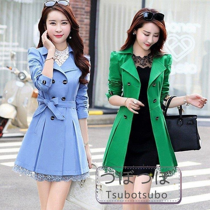 コート アウター レディース トレンチコート 秋 蝶結び レース花 スプリングコート 着痩せ 通勤 通販 Lineポイント最大get Lineショッピング